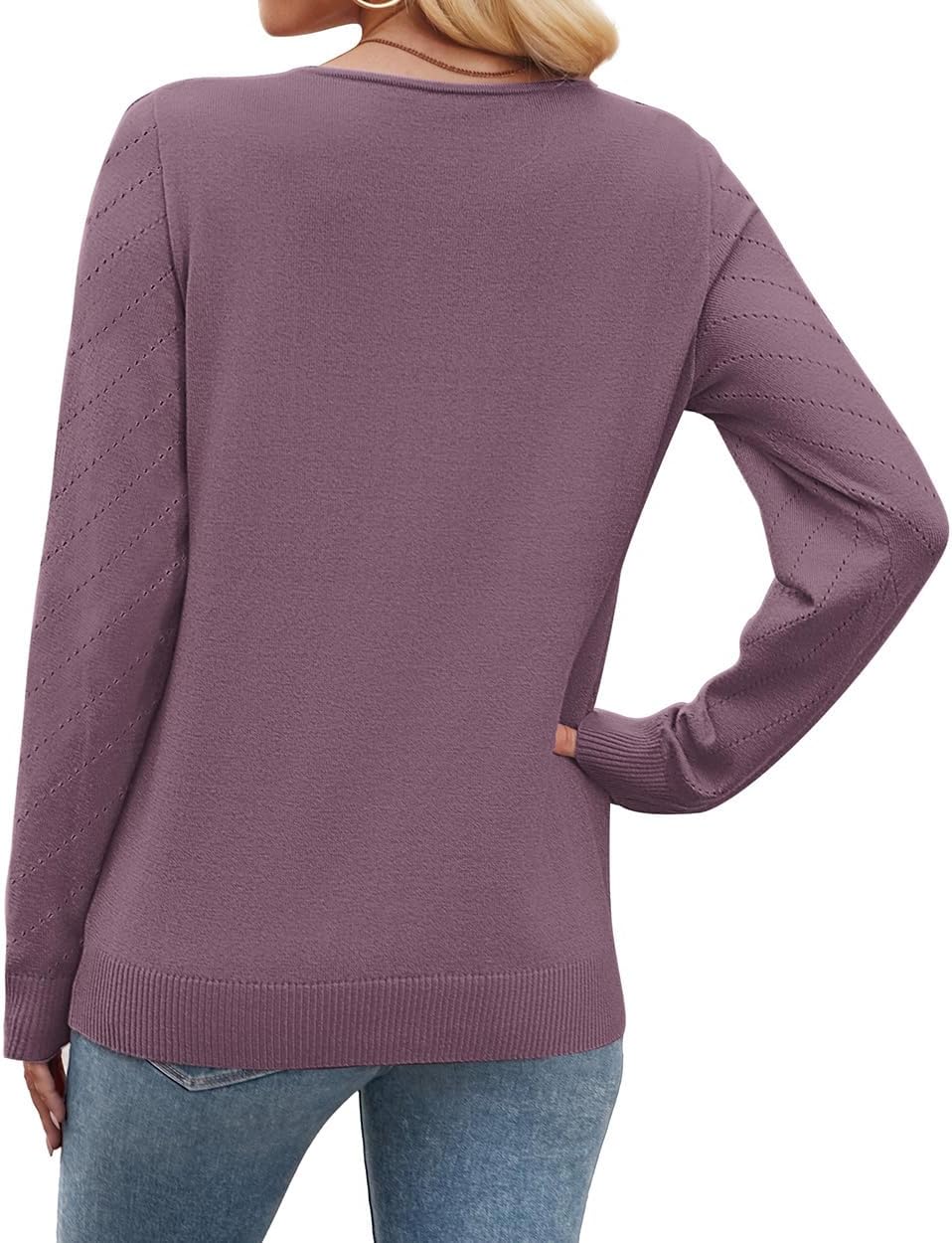 WIHOLL Sweaters for Women V Neck Casual Knit Long Sleeve Tops Lightweight Pullover Clothes Fall Fashion Outfits 2026
