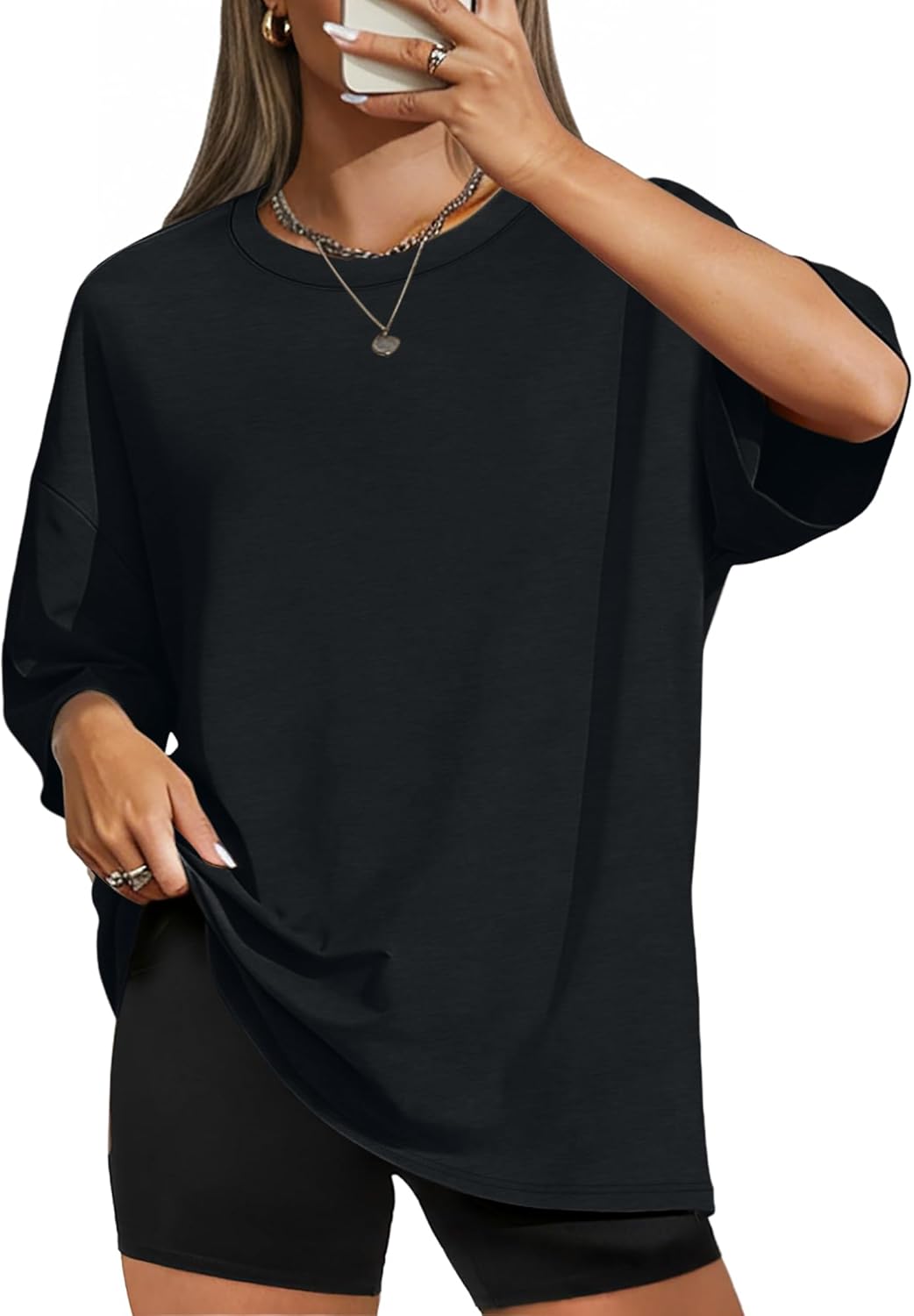 WIHOLL Oversized Tshirts for Women Summer Crew Neck Short Sleeve Graphic Tees Casual Loose Fit Workout Tops 2026