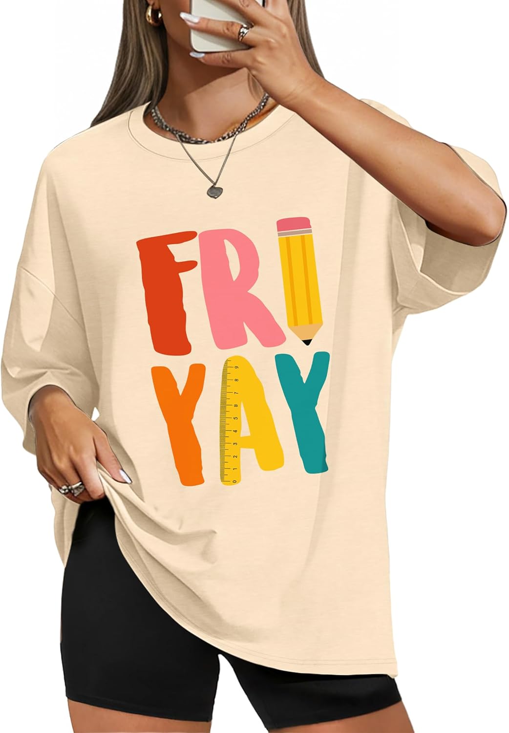 WIHOLL Oversized Tshirts for Women Summer Crew Neck Short Sleeve Graphic Tees Casual Loose Fit Workout Tops 2026