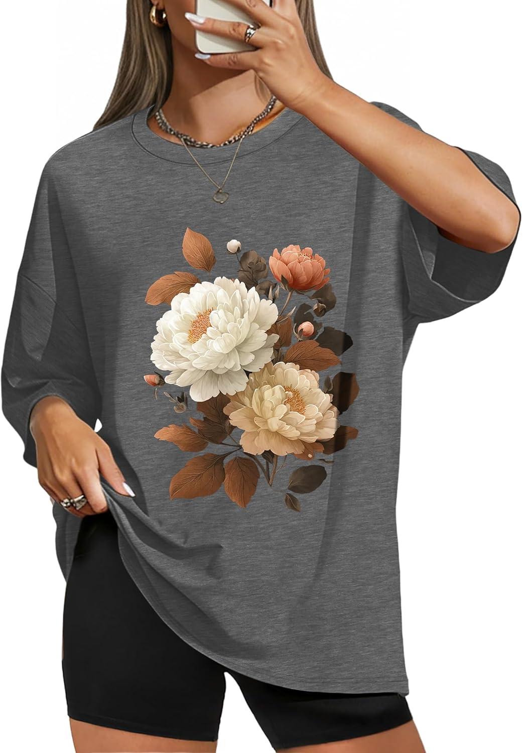 WIHOLL Oversized Tshirts for Women Summer Crew Neck Short Sleeve Graphic Tees Casual Loose Fit Workout Tops 2026