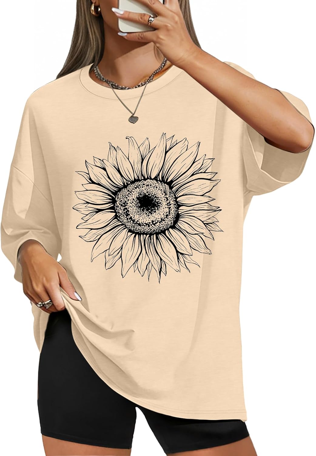 WIHOLL Oversized Tshirts for Women Summer Crew Neck Short Sleeve Graphic Tees Casual Loose Fit Workout Tops 2026