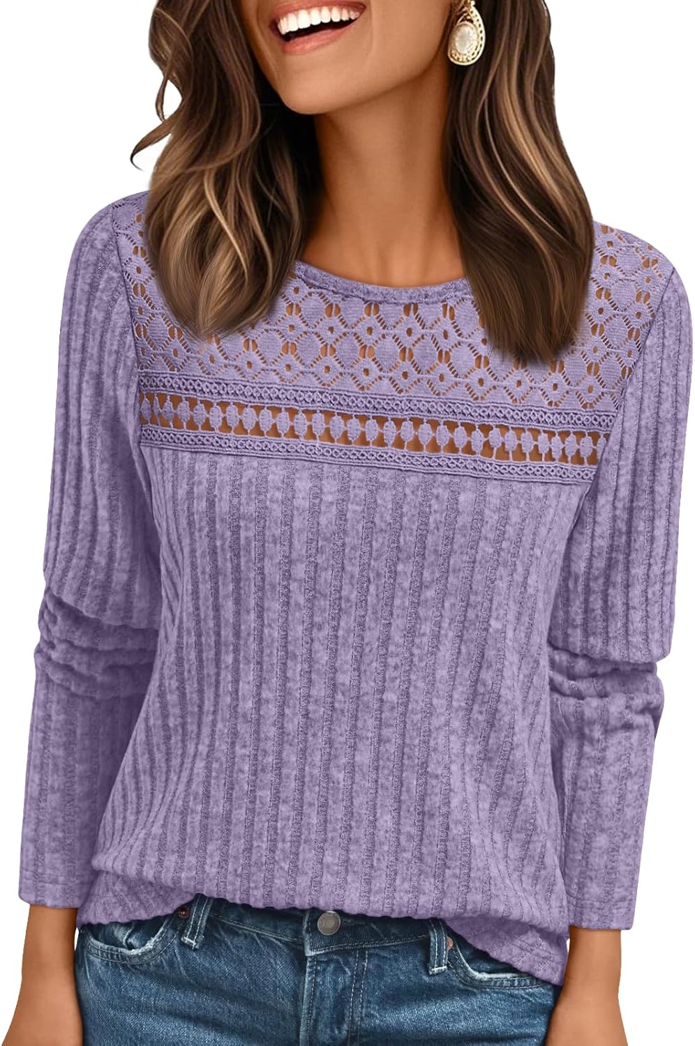 AUTOMET Womens Lace Long Sleeve Shirt Fall Top Fashion Dreesy Casual Tunic Sweaters Mesh Clothes Trendy Work Cute Outfits