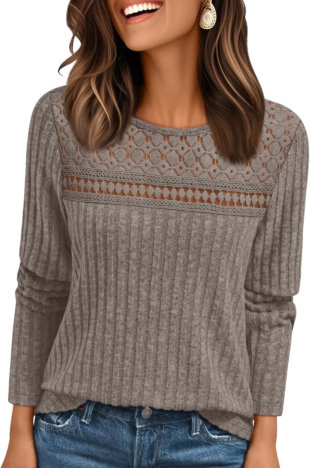 AUTOMET Womens Lace Long Sleeve Shirt Fall Top Fashion Dreesy Casual Tunic Sweaters Mesh Clothes Trendy Work Cute Outfits