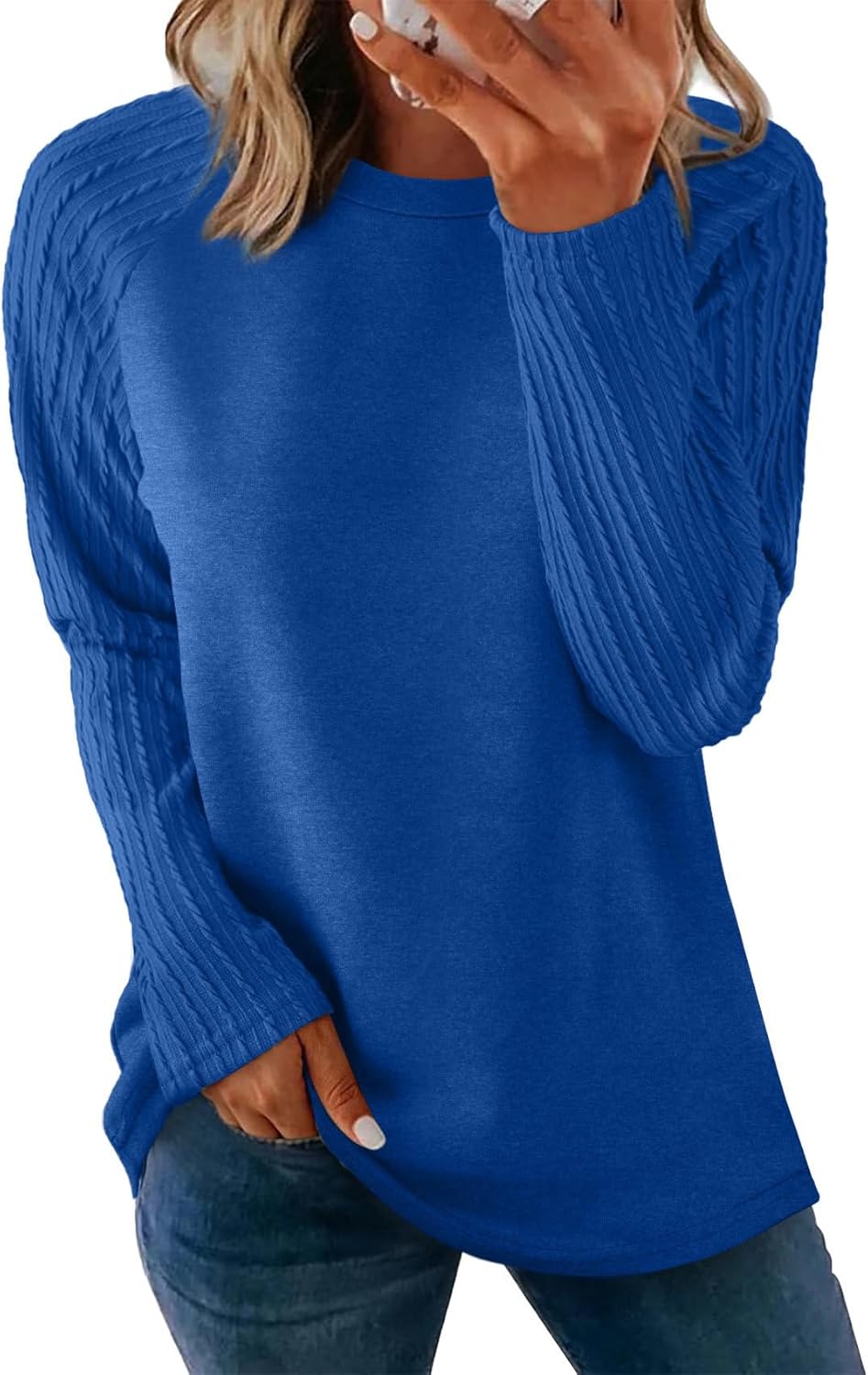 OFEEFAN Long Sleeve Shirts for Womens Fall Fashion 2025 Crewneck Oversized Sweatshirt Tunic Tops to Wear with Leggings