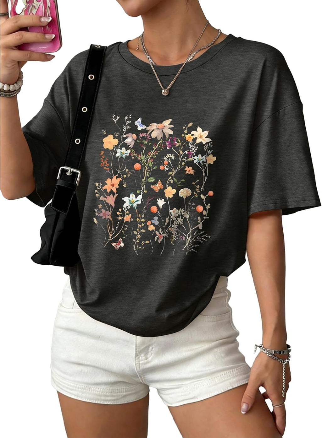 WIHOLL Oversized Tshirts for Women Summer Crew Neck Short Sleeve Graphic Tees Casual Loose Fit Workout Tops 2026
