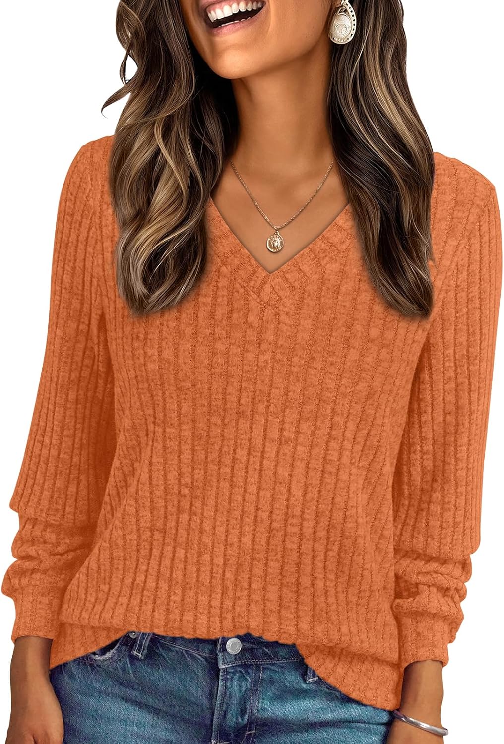 AUTOMET Womens V Neck Long Sleeve Shirt Fall Fashion Tops Tunic Dressy Casual Sweater Clothes Cute Trendy Work Outfits 2026