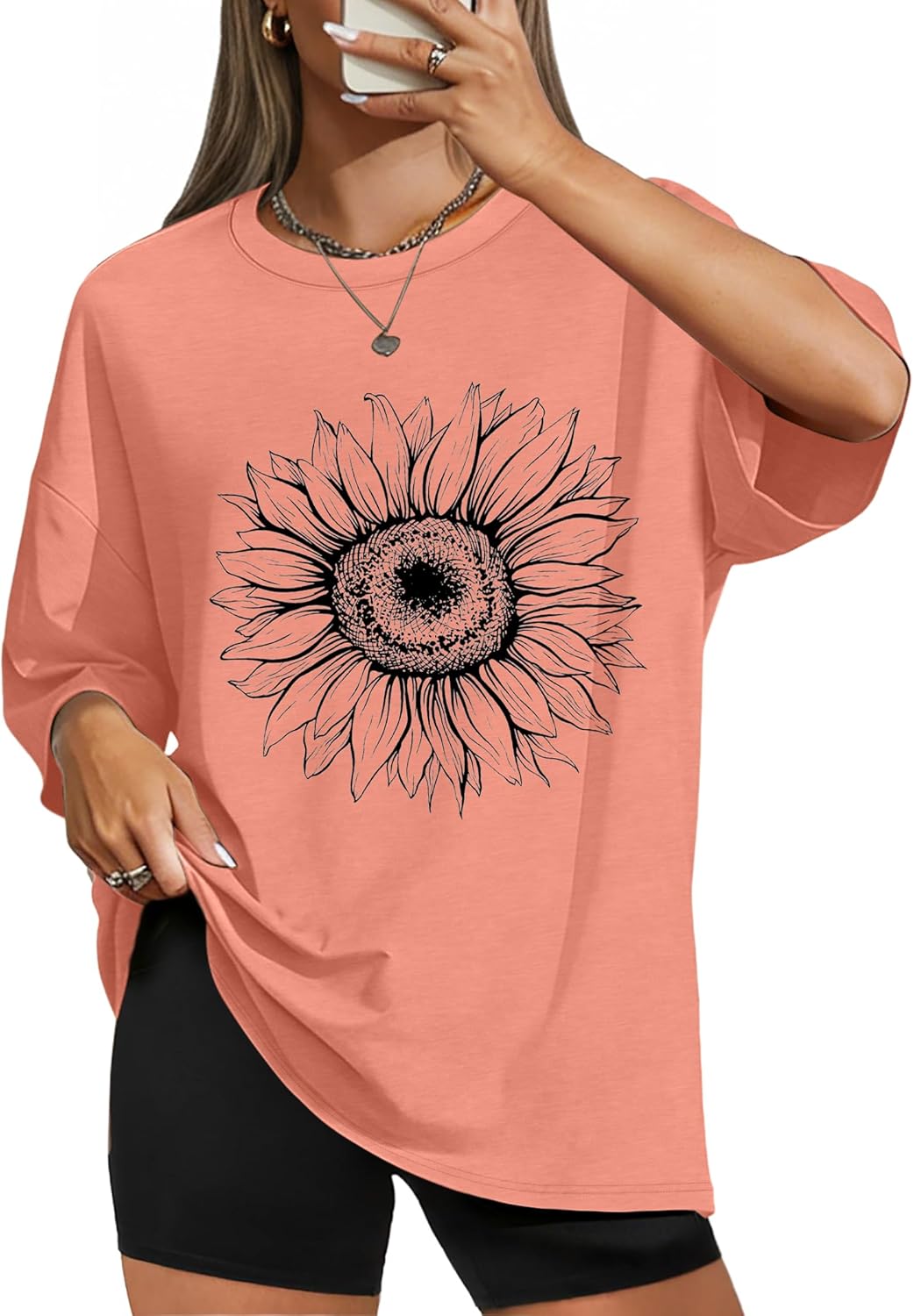 WIHOLL Oversized Tshirts for Women Summer Crew Neck Short Sleeve Graphic Tees Casual Loose Fit Workout Tops 2026