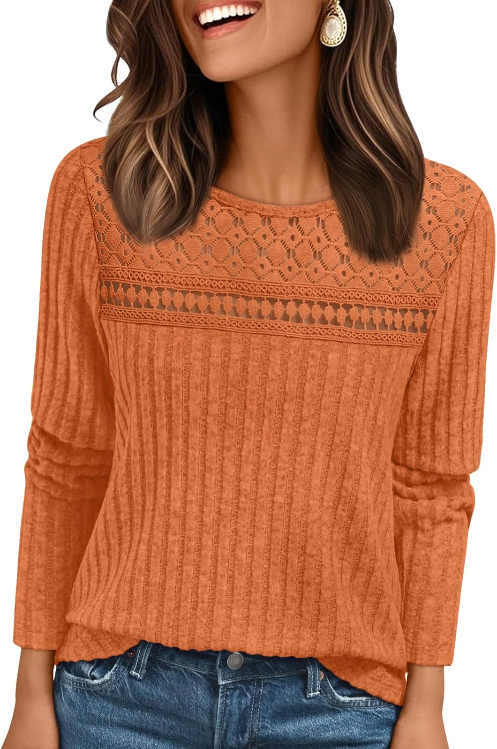 AUTOMET Womens Lace Long Sleeve Shirt Fall Top Fashion Dreesy Casual Tunic Sweaters Mesh Clothes Trendy Work Cute Outfits