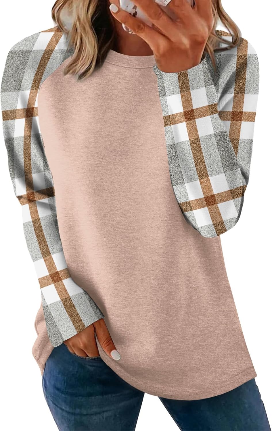 OFEEFAN Long Sleeve Shirts for Womens Fall Fashion 2025 Crewneck Oversized Sweatshirt Tunic Tops to Wear with Leggings