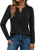 WYNNQUE Womens Long Sleeve Shirts Business Casual Outfits Dressy Tops Blouses Henley V Neck Fall Clothes