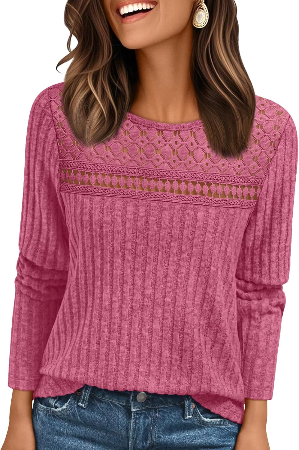 AUTOMET Womens Lace Long Sleeve Shirt Fall Top Fashion Dreesy Casual Tunic Sweaters Mesh Clothes Trendy Work Cute Outfits