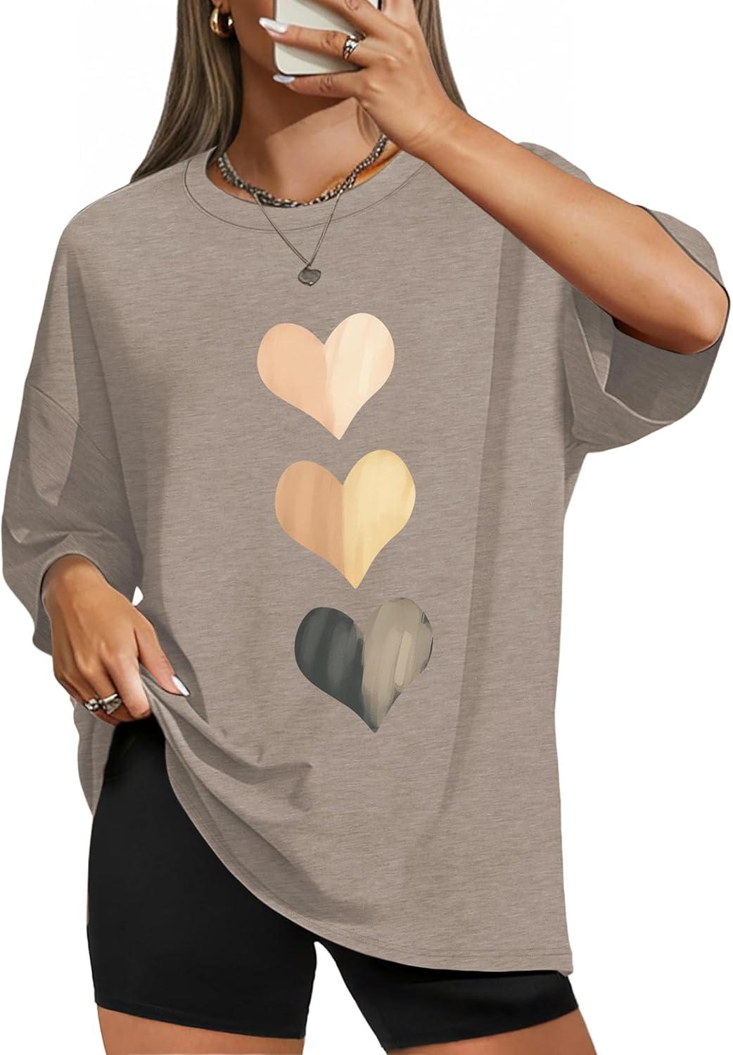 WIHOLL Oversized Tshirts for Women Summer Crew Neck Short Sleeve Graphic Tees Casual Loose Fit Workout Tops 2026