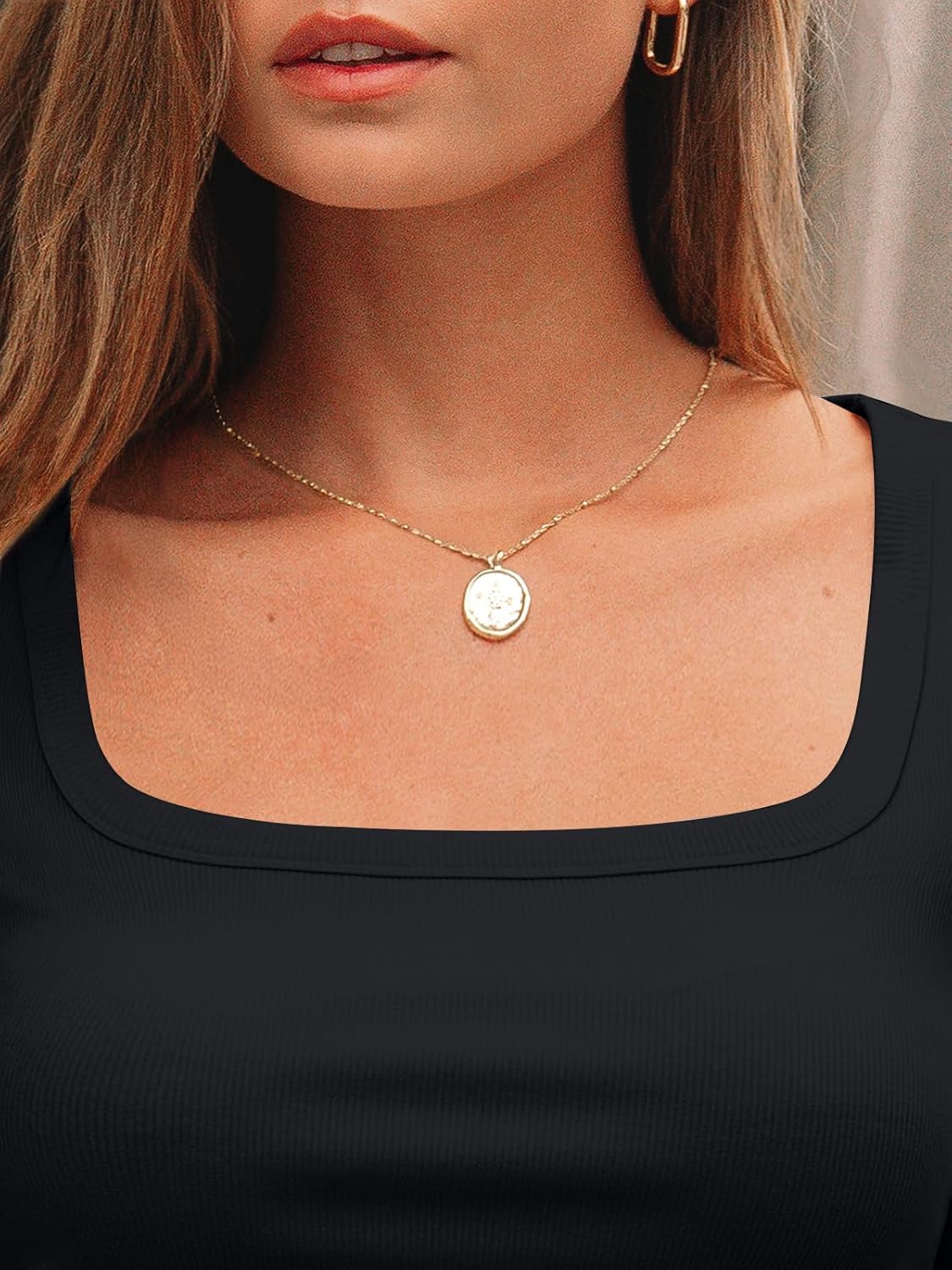 AUTOMET Women‘s Ribbed Square Neck Top, Long Sleeve Slim Fit Basic Shirt for Fall Winter Spring, Casual Crop Tee