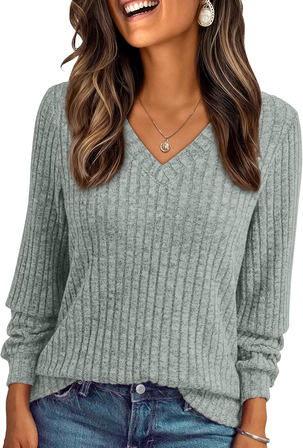 AUTOMET Womens V Neck Long Sleeve Shirt Fall Fashion Tops Tunic Dressy Casual Sweater Clothes Cute Trendy Work Outfits 2026