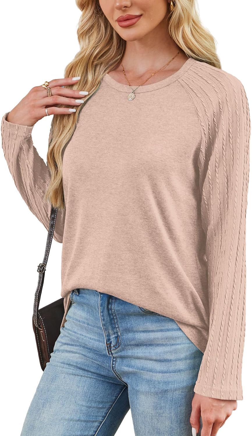 OFEEFAN Long Sleeve Shirts for Womens Fall Fashion 2025 Crewneck Oversized Sweatshirt Tunic Tops to Wear with Leggings