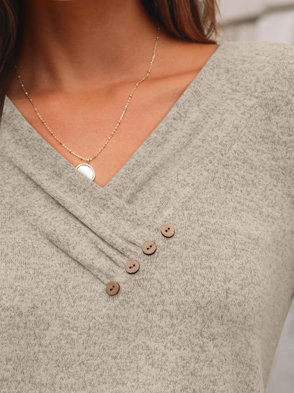 AUTOMET Womens Long Sleeve Tunic Top V Neck Button Shirts 2026 Dressy Casual Business Blouses