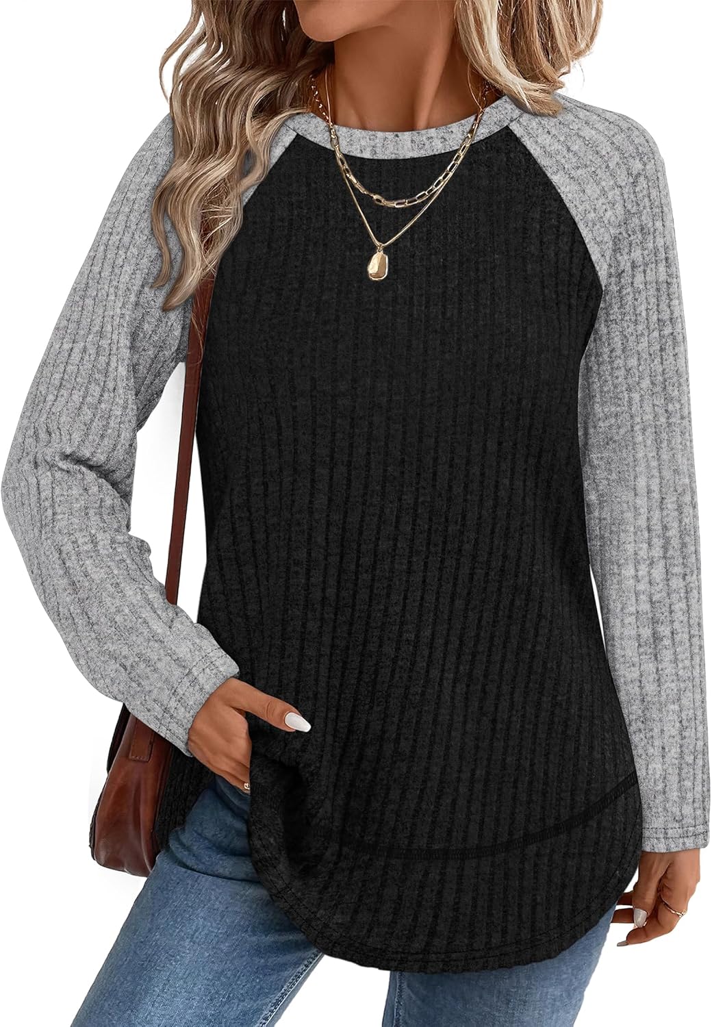 WIHOLL Long Sleeve Shirts for Women Fall Sweaters 2025 Lightweight Casual Tunic Tops Loose Fit Winter Clothing S-2XL