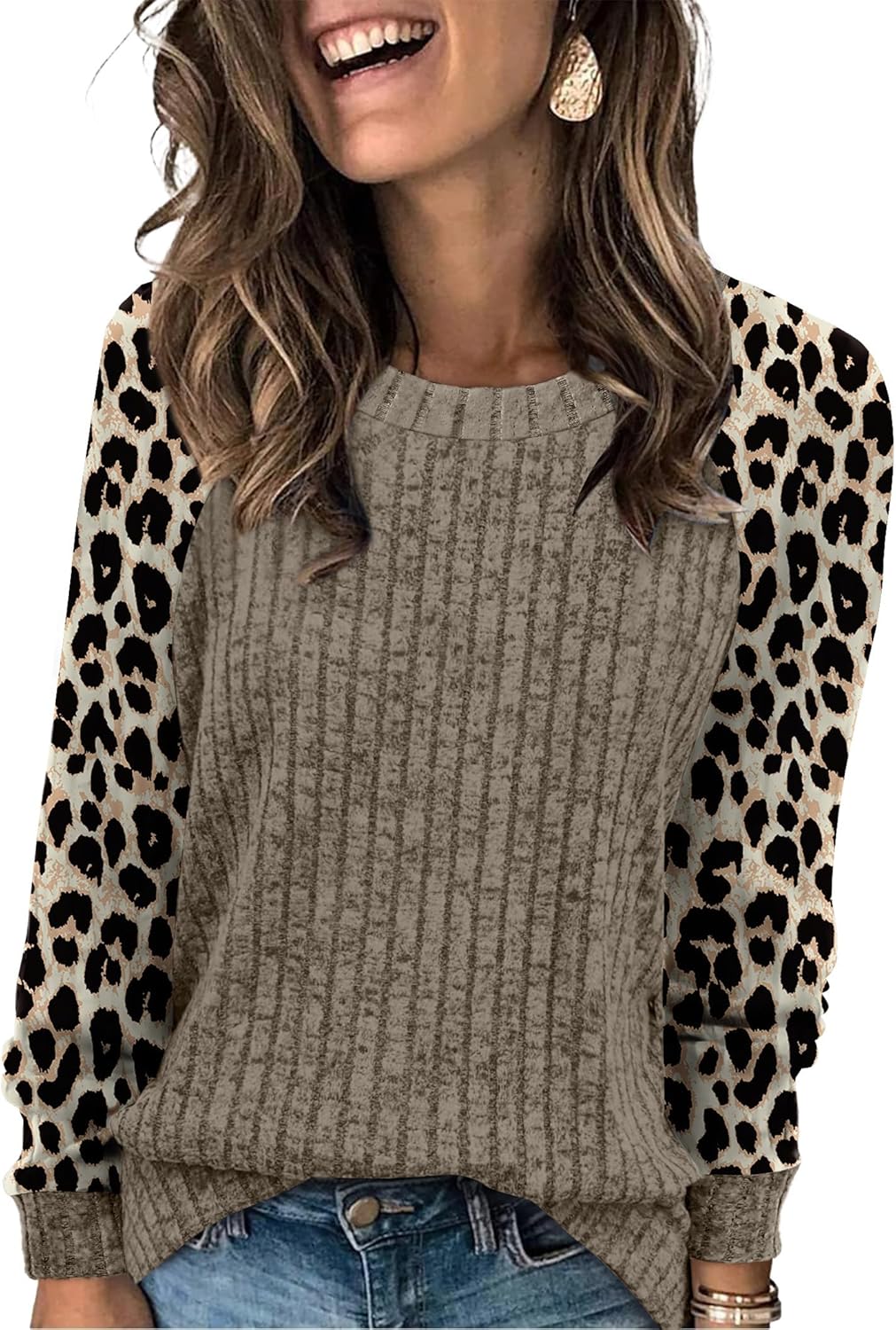 WIHOLL Long Sleeve Shirts for Women Lightweight Sweaters Fall Outfits 2025 Color Block Winter Clothing Dressy Casual Soft