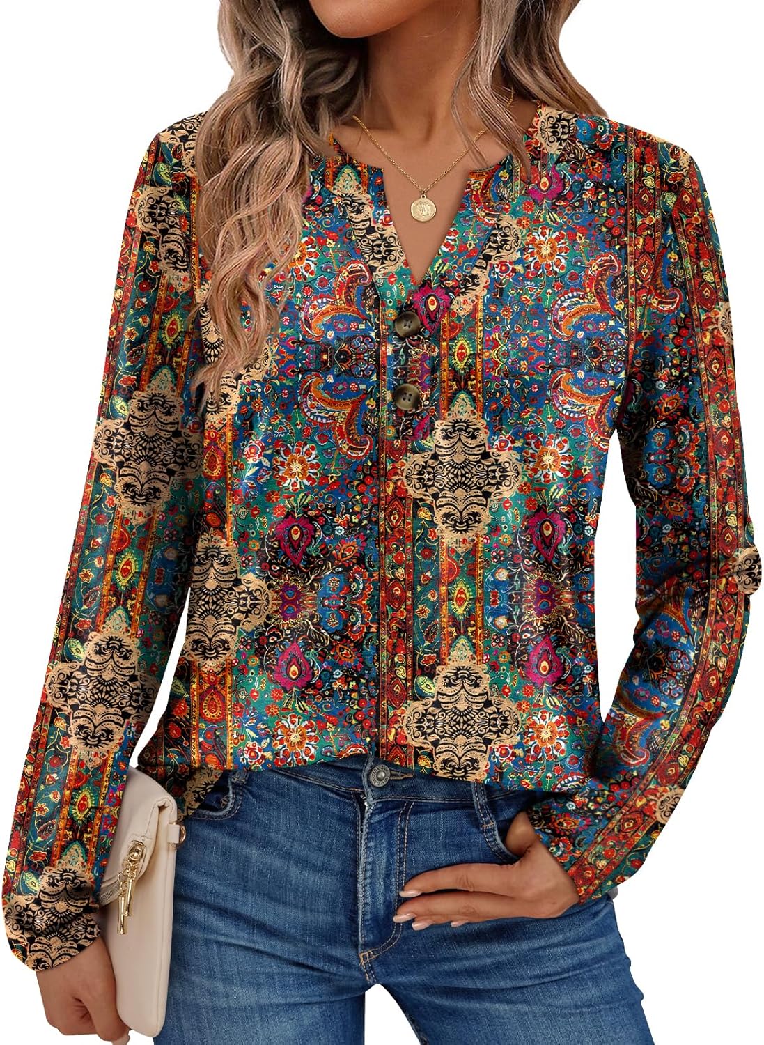 AUTOMET Women's Long Sleeve Shirts 2025 Fall Fashion Dressy Casual Tops Trendy Henley Blouses Cute Work Outfits Clothes