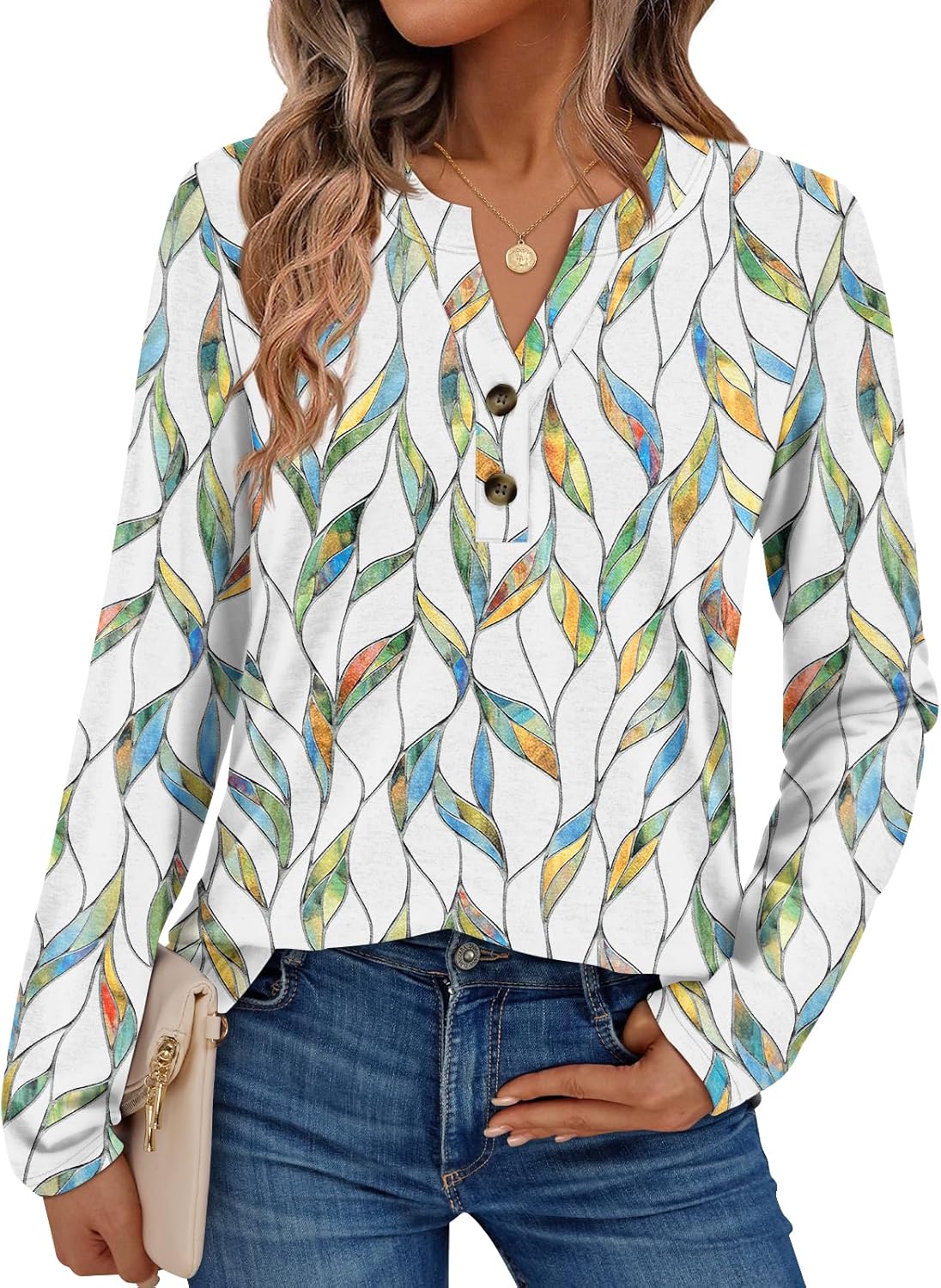 AUTOMET Women's Long Sleeve Shirts 2025 Fall Fashion Dressy Casual Tops Trendy Henley Blouses Cute Work Outfits Clothes