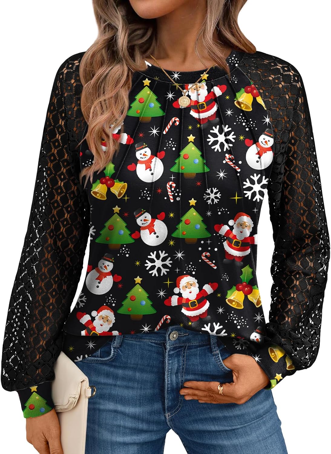 AUTOMET Womens Long Sleeve Shirts Pleated Lace Tops Fall Fashion Outfits Business Casual Blouses