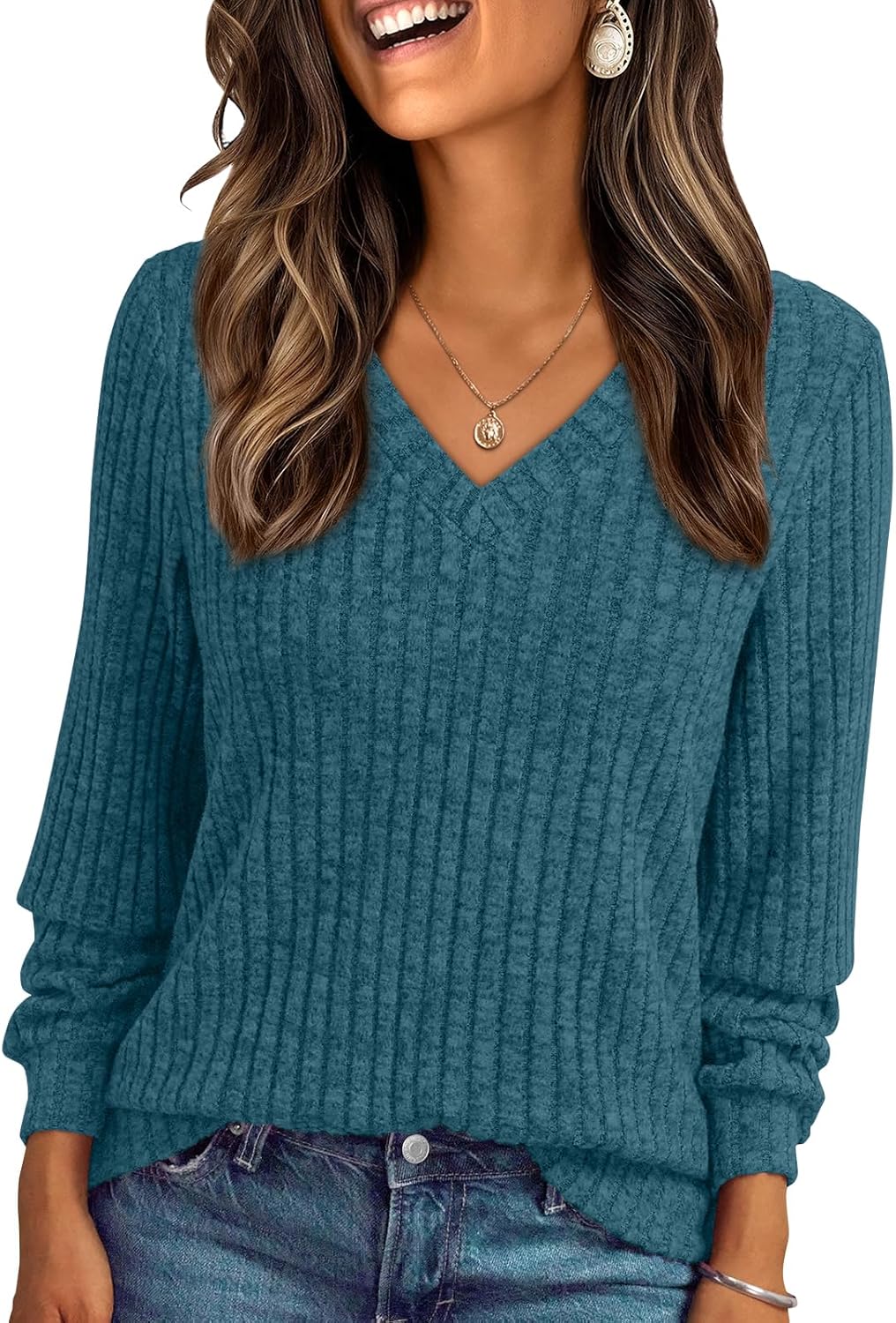 AUTOMET Womens V Neck Long Sleeve Shirt Fall Fashion Tops Tunic Dressy Casual Sweater Clothes Cute Trendy Work Outfits 2026