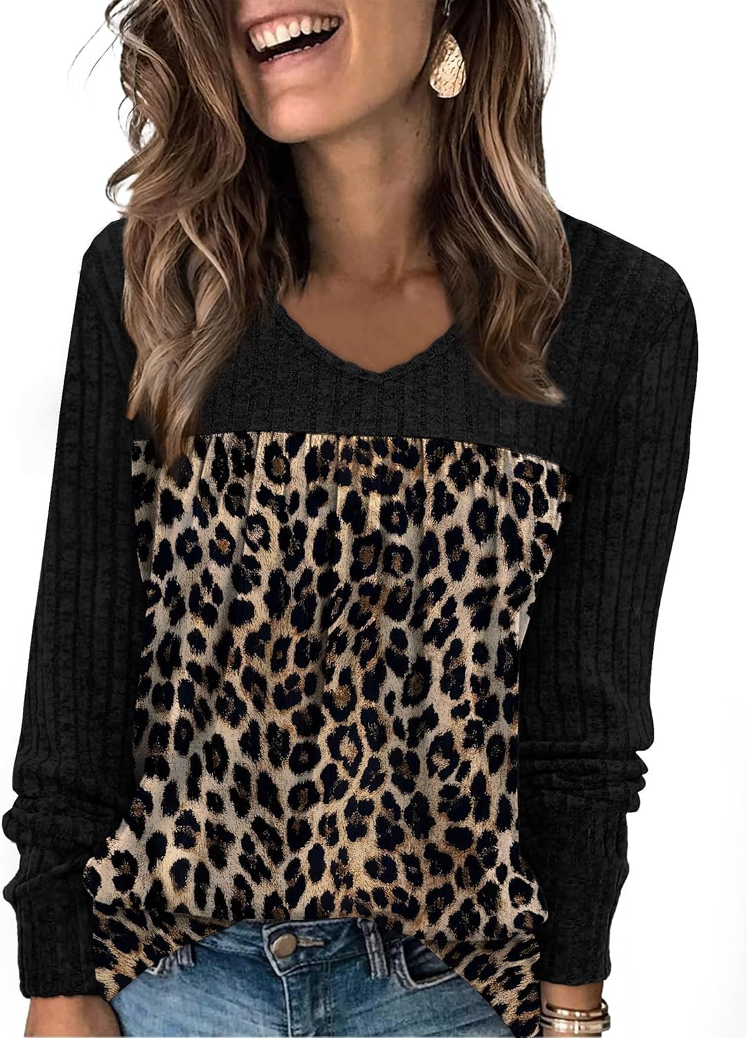 WIHOLL Long Sleeve Shirts for Women V Neck Lightweight Sweaters Casual Tunic Tops Outfits Fall Fashion Clothes 2025