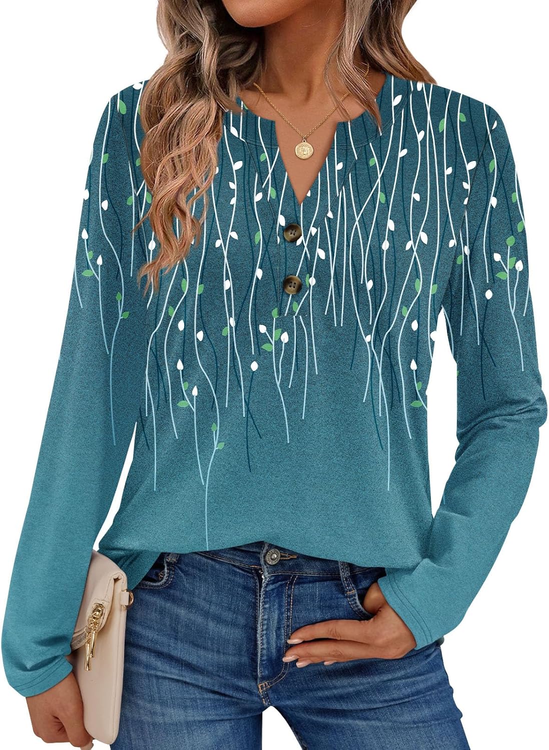 AUTOMET Women's Long Sleeve Shirts 2025 Fall Fashion Dressy Casual Tops Trendy Henley Blouses Cute Work Outfits Clothes