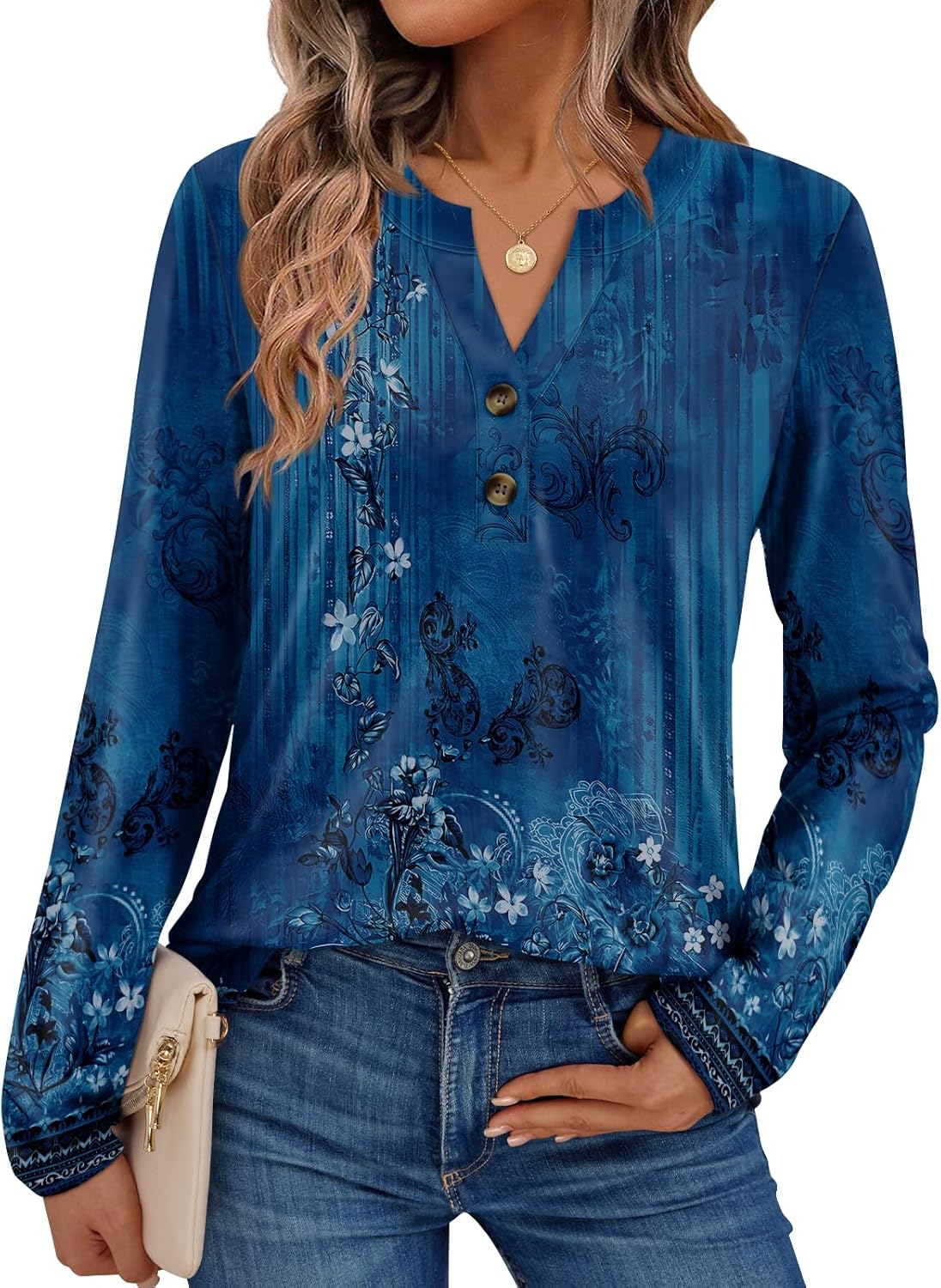 AUTOMET Women's Long Sleeve Shirts 2025 Fall Fashion Dressy Casual Tops Trendy Henley Blouses Cute Work Outfits Clothes