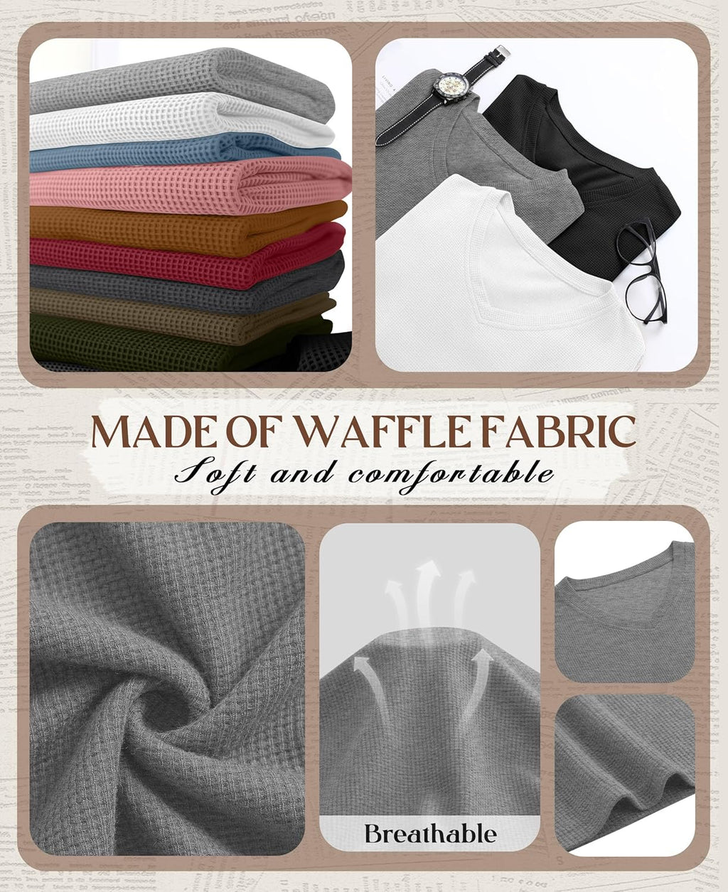 Velvelhall 3 Pack Women's Oversized Waffle Knit Shirts, V Neck Long Sleeve Top Fall Casual Sweatshirt for Women