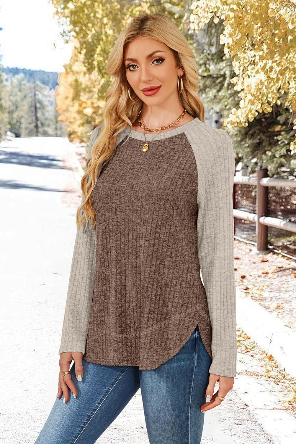 WIHOLL Long Sleeve Shirts for Women Fall Sweaters 2025 Lightweight Casual Tunic Tops Loose Fit Winter Clothing S-2XL